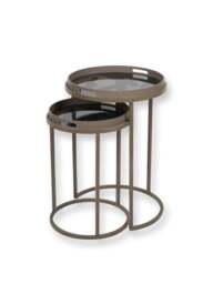 Libra Interiors Impasto Brushstroke (Set Of 2) Side Tray Tables Taupe, Size 68x47x47 - thumbnail 1