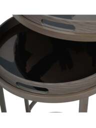 Libra Interiors Impasto Brushstroke (Set Of 2) Side Tray Tables Taupe, Size 68x47x47 - thumbnail 3