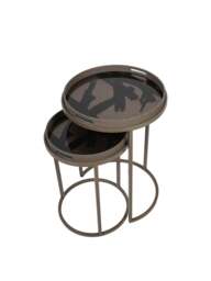 Libra Interiors Impasto Brushstroke (Set Of 2) Side Tray Tables Taupe, Size 68x47x47 - thumbnail 2
