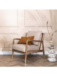 Barker and Stonehouse Tarron Fabric Accent Chair With Wood Frame in Neutral - thumbnail 2
