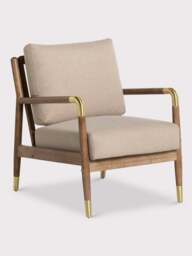 Barker and Stonehouse Tarron Fabric Accent Chair With Wood Frame in Neutral - thumbnail 4