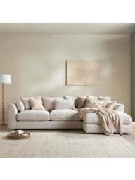 Barker and Stonehouse Harrington Plush Velvet Large Right Hand Corner Sofa in Neutral