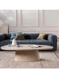 Barker and Stonehouse Capella Faux Stone Oval Coffee Table in Neutral - thumbnail 2