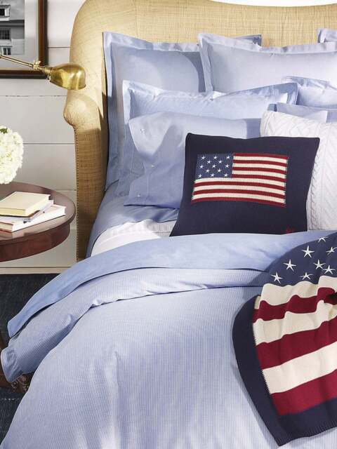 Ralph Lauren Home Oxford Duvet Cover in Blue, Cotton, Size Super King