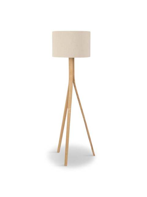 Heal's Baxter Wooden Floor Lamp With Shade in Tan