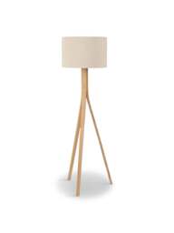 Heal's Baxter Wooden Floor Lamp With Shade in Tan