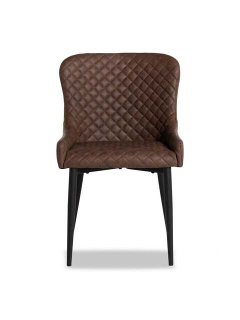 Barker and Stonehouse Rivington Quilted Dining Chair in Brown, Faux Leather - image 1