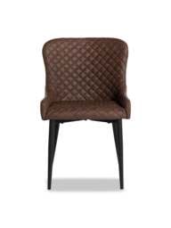 Barker and Stonehouse Rivington Quilted Dining Chair in Brown, Faux Leather - thumbnail 1