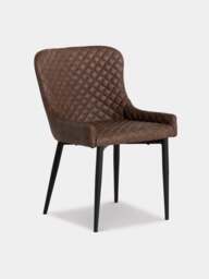 Barker and Stonehouse Rivington Quilted Dining Chair in Brown, Faux Leather - thumbnail 4