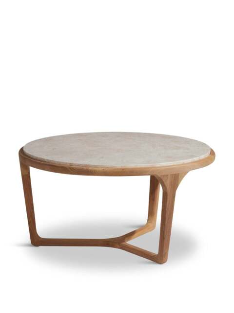 Barker and Stonehouse Terza Round Teak And Marble Coffee Table in Brown - image 1