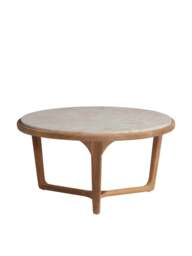 Barker and Stonehouse Terza Round Teak And Marble Coffee Table in Brown - thumbnail 3