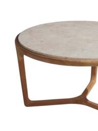 Barker and Stonehouse Terza Round Teak And Marble Coffee Table in Brown - thumbnail 4