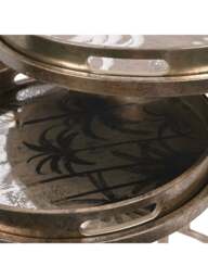 Libra Interiors Palm Tree (Set Of 2) Side Tray Tables in Antique Gold, Size 48x48x69cm - thumbnail 4