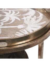 Libra Interiors Palm Tree (Set Of 2) Side Tray Tables in Antique Gold, Size 48x48x69cm - thumbnail 3