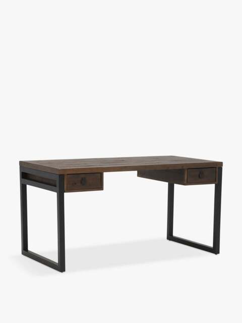Barker and Stonehouse Tacoma Slim Office Desk in Reclaimed Wood, Leather - image 1