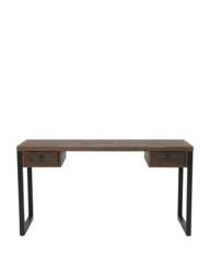Barker and Stonehouse Tacoma Slim Office Desk in Reclaimed Wood, Leather - thumbnail 2