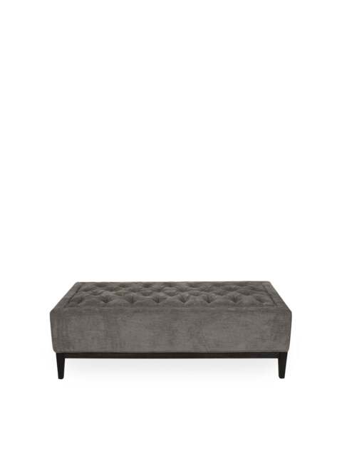 Libra Interiors Theodore Buttoned Xl Ottoman Warm in Grey, Wood/Metal, Size 140x75cm - image 1