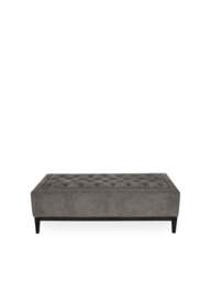Libra Interiors Theodore Buttoned Xl Ottoman Warm in Grey, Wood/Metal, Size 140x75cm