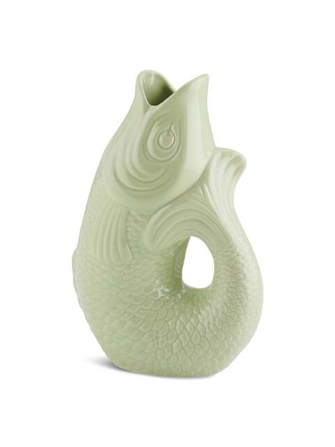 The Gift Company Monsieur Carafon Fish Vase 1.2L in Seafoam, Stoneware