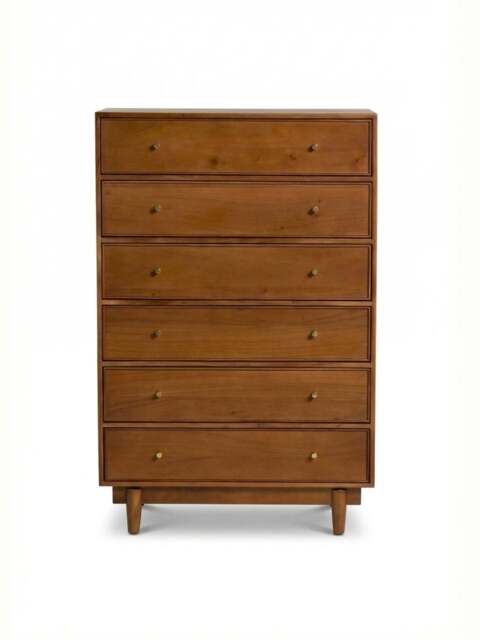Barker and Stonehouse Sendai Wooden 6 Drawer Tallboy in Brown - image 1