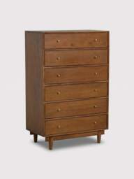 Barker and Stonehouse Sendai Wooden 6 Drawer Tallboy in Brown - thumbnail 2