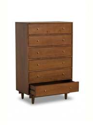 Barker and Stonehouse Sendai Wooden 6 Drawer Tallboy in Brown - thumbnail 3