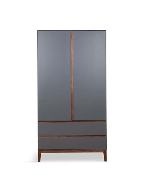 Heal's Lars Double Wardrobe / Walnut in Grey, Size 100x60x191