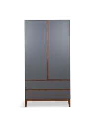 Heal's Lars Double Wardrobe / Walnut in Grey, Size 100x60x191