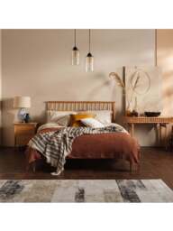 Barker and Stonehouse Teramo Oak Double Bed Frame With Spindle Headboard in Neutral - thumbnail 2
