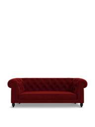 Heal's Fitzrovia 3-Seater Sofa Smart Luxe Velvet Mulberry in Red, Size 215x97x70