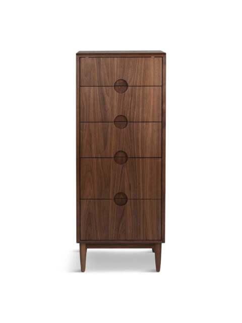 Heal's Amira 5 Drawer Tall Chest Walnut in Brown, Size 52x45x129 - image 1
