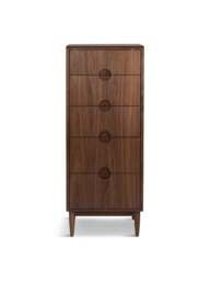 Heal's Amira 5 Drawer Tall Chest Walnut in Brown, Size 52x45x129