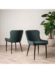 Barker and Stonehouse Rivington Velvet Dining Chair in Green - thumbnail 2