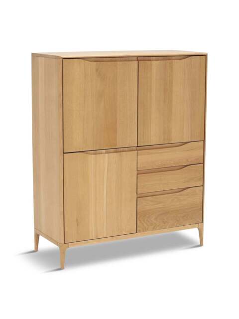 Barker and Stonehouse Romana Oak Wood 3 Door 3 Drawer Large Highboard in Neutral - image 1
