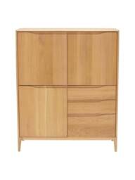 Barker and Stonehouse Romana Oak Wood 3 Door 3 Drawer Large Highboard in Neutral - thumbnail 2