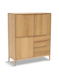 Barker and Stonehouse Romana Oak Wood 3 Door 3 Drawer Large Highboard in Neutral - thumbnail 1