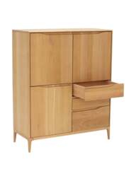 Barker and Stonehouse Romana Oak Wood 3 Door 3 Drawer Large Highboard in Neutral - thumbnail 4