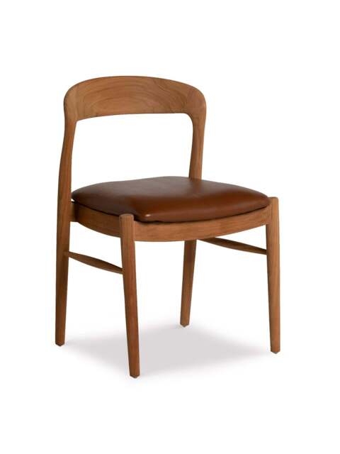 Barker and Stonehouse Semeru Teak Wood Dining Chair With Seat in Brown, Leather - image 1