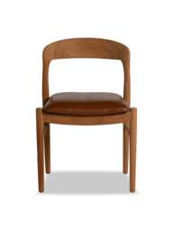 Barker and Stonehouse Semeru Teak Wood Dining Chair With Seat in Brown, Leather - thumbnail 2