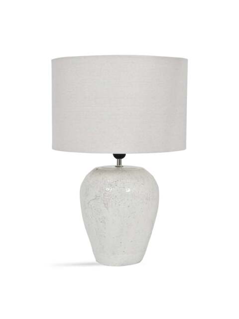 Libra Interiors Speckle Terracotta Table Lamp With Shade in White, Linen - image 1