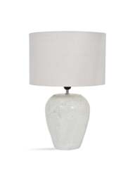Libra Interiors Speckle Terracotta Table Lamp With Shade in White, Linen