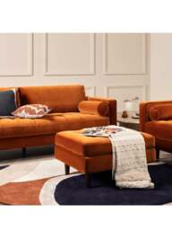 Barker and Stonehouse Hemingway Velvet Footstool in Orange - thumbnail 2