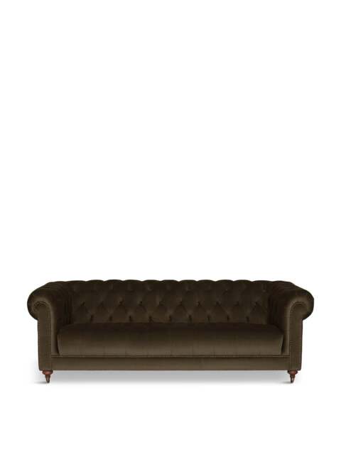 Barker and Stonehouse Ullswater Velvet Chesterfield Sofa in Green, Size 4 Seater - image 1