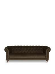 Barker and Stonehouse Ullswater Velvet Chesterfield Sofa in Green, Size 4 Seater - thumbnail 1