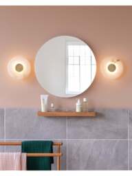 Heal's Ebro Alabaster Led Wall Light Round Ip44 in White - thumbnail 2