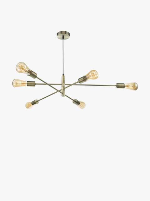 Dar Lighting Alana 6 Light Pendant in Antique Brass