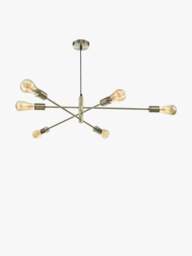 Dar Lighting Alana 6 Light Pendant in Antique Brass