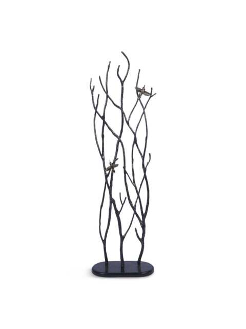 Libra Interiors Decorative Screen Sculpture With Branches And Birds in Black, Size 135x40x21