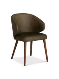 Barker and Stonehouse Minerva Curved Dining Chair in Green, Leather
