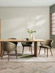 Barker and Stonehouse Minerva Curved Dining Chair in Green, Leather - thumbnail 2